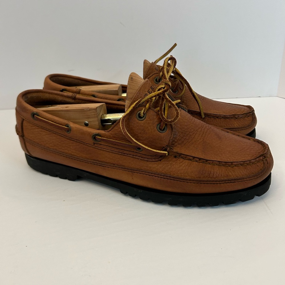 Sperry Top-sider 2 Eye Medium Brown Leather Boat Shoes 10.5w Slip On